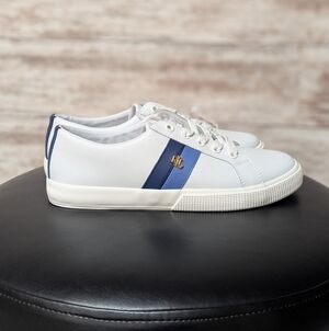 Lauren Ralph Lauren White and Blue Jansen II Women's Sneakers